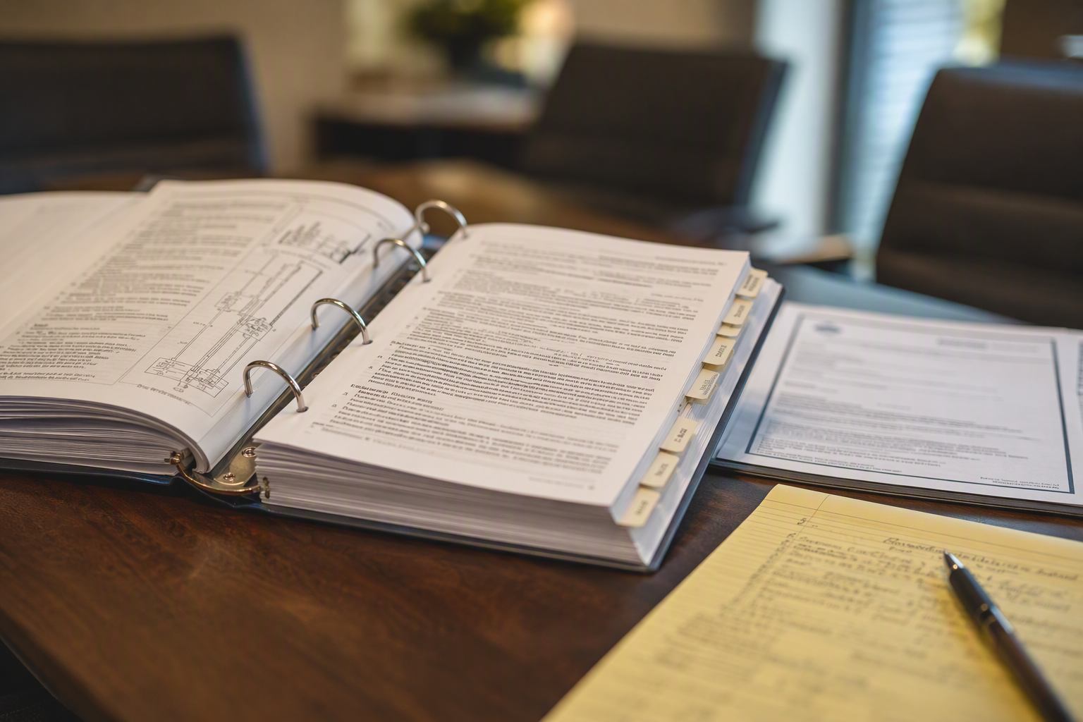 ASME A17.1 elevator safety code binder open on a desk beside Arizona elevator inspection permit documents in a Scottsdale property management office