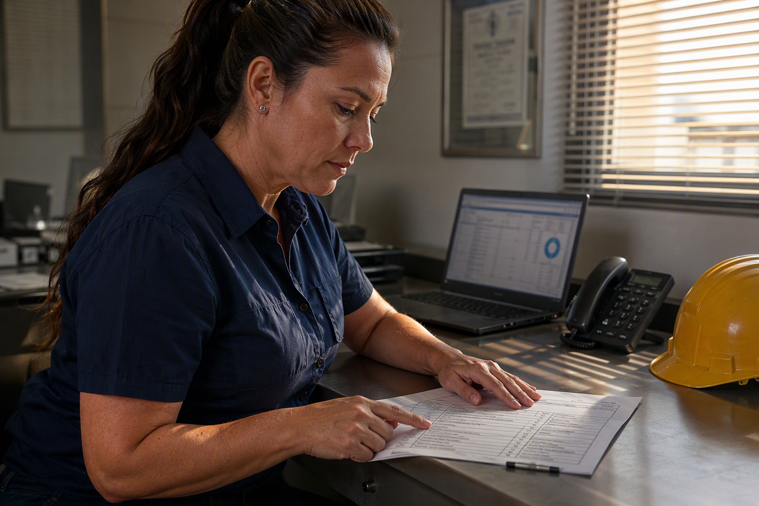 Building manager in Phoenix AZ reviewing elevator emergency communication compliance checklist to verify call button dispatcher connection meets ASME A17.1 and ADA requirements.